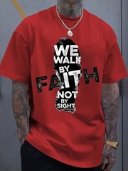 Men’s Christian Graphic Print Casual Crew Neck T-Shirt Streetwear Fashion Tee