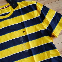Tommy Hilfiger Men’s Short Sleeve Crew-Neck Stripe Tee T-Shirt