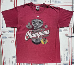 Vintage Majestic 2010 Stanley Cup hockey Finals Chicago Blackhawks T Shirt Sz. L