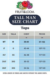 6 White Tall Man LT 42-44 Inch Crew Neck T-Shirts Fruit Of The Loom 107-112 CM
