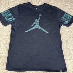 Nike Air Jordan Jumpman Logo Tee Mens T-Shirt Black Green Size L Sportswear Top