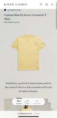 Polo Ralph Lauren T Shirt Custom Slim Fit Short Sleeve Yellow Men’s Size Medium