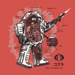 Super7 G.I. Joe T-shirt adult M medium Cobra S.N.A.K.E. Armor Dissection