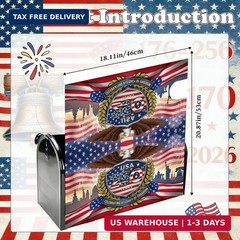 USA 250th Years Anniversary Magnetic Mailbox Cover, Patriotic American Flag Bald