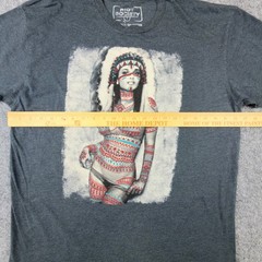 Riot Society Mens XL Graphic T-Shirt Charcoal Gray Headdress Woman Print Tee