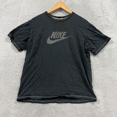 Nike T Shirt Mens Medium Black Bold Swoosh Logo Short Sleeve Crew Neck Pullover