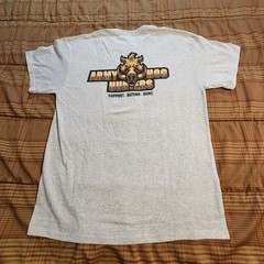 Army Hog Hunters Graphic T-Shirt Large Men Grey Double Sided Gildan Ultra Cotton