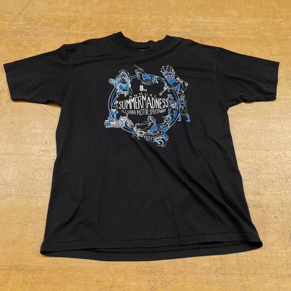 Vintage 90s Illiana Motor Speedway Summer Madness Motorcycle T-shirt Size XL