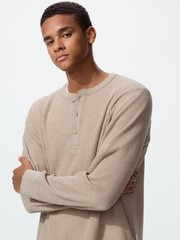 UNIQLO Waffle Henley Neck T-Shirt XS-4XL Men Regular Fit 482766 NWT