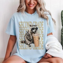 Second Grade Raccoon T Shirt Back To School Cool Trash Panda Graphic Tee