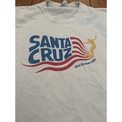 Santa Cruz Pizza My Heart 2021 T-Shirt Port & Company White Small Surfer Graphic