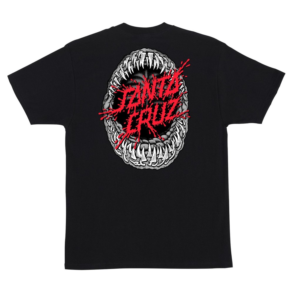 Santa Cruz SHARK JAW LOGO Skateboard T Shirt BLACK