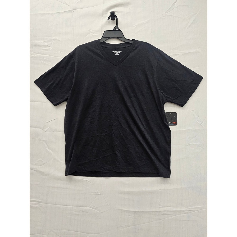 Magnatek Cool Wear Mens V-Neck T-Shirt Black XL MT1002T Cotton Blend