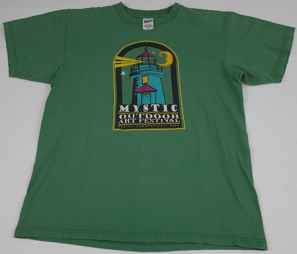 Vintage 2006 Mystic Connecticut Outdoor Art Festival Shirt Vtg USA Lighthouse