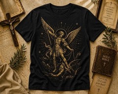 Saint Michael Victory Angel Tee – Faith Warrior Graphic Shirt