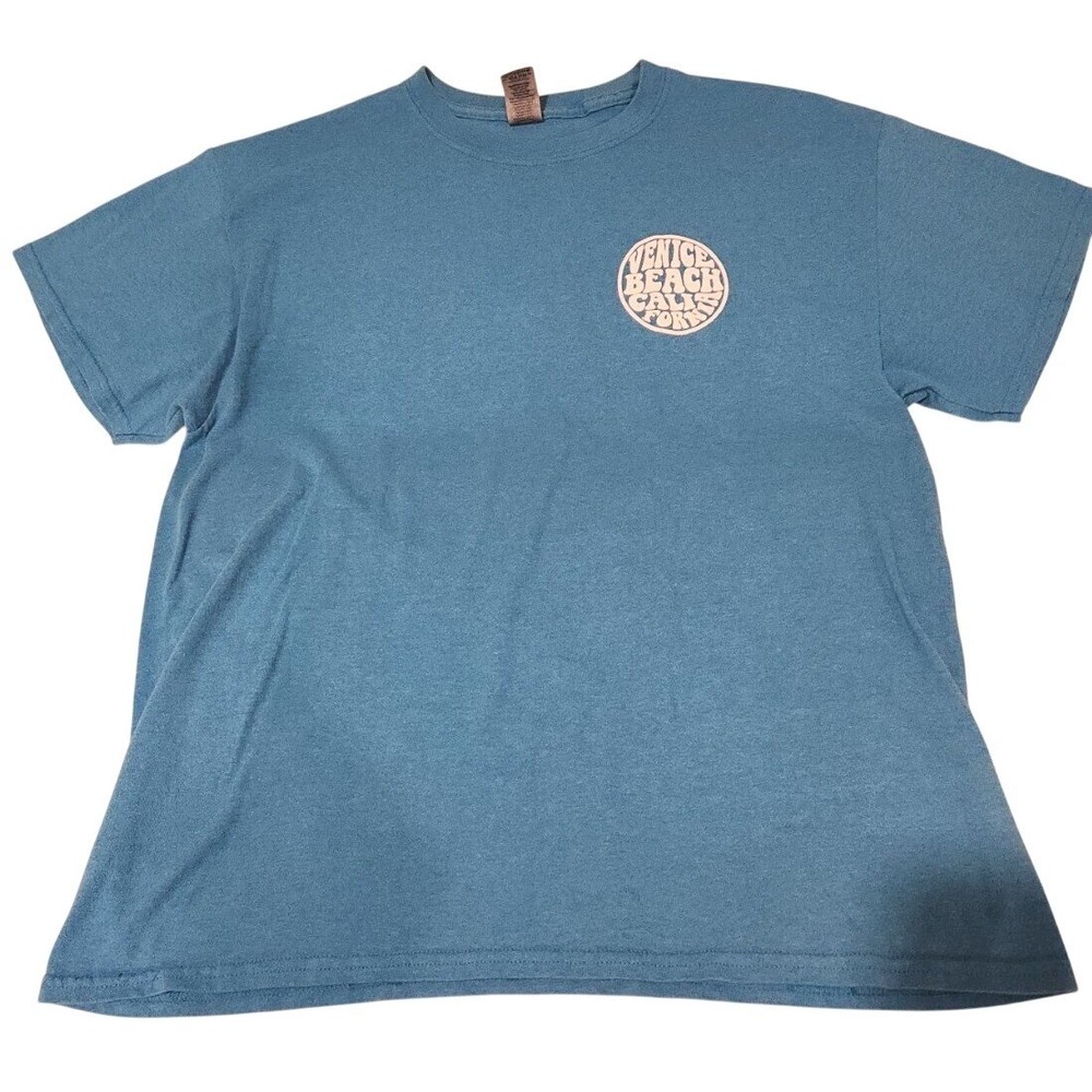 Vintage 70’s Style Venice Beach California Graphics BLUE T Shirt Mens Size LARGE