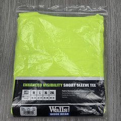 Walls Hi Vis Shirt Large Yellow Short Sleeve Tee Moisture Wick Anti Odor Rugged