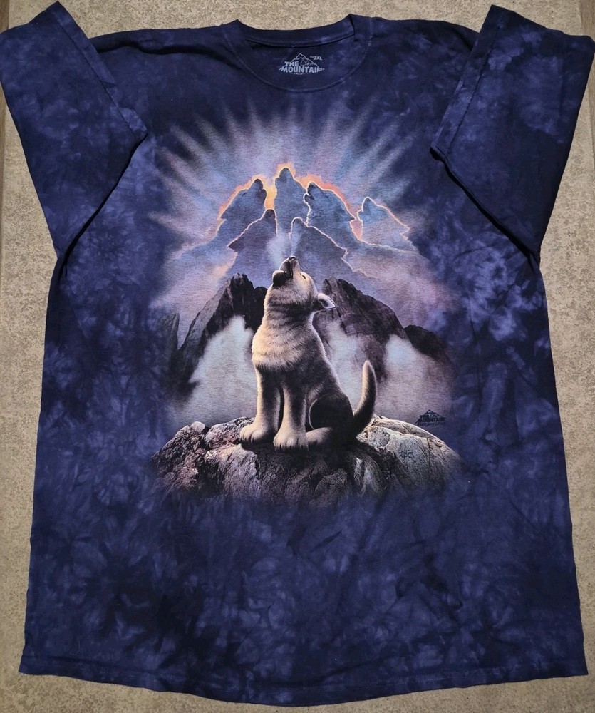 The Mountain 2XL Purple/DK Blue Leader Of The Pack Wolf Tie Dye T-Shirt