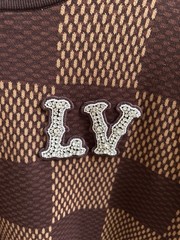 LOUIS VUITTON Men’s LV monogram crystal patch damier T-Shirt – red – XXL 2XL