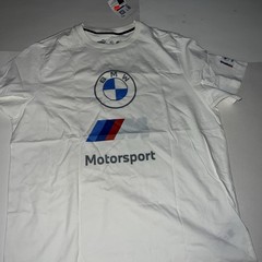 Puma BMW Motorsport MMS Racer Logo Men’s T Shirt White Sz XL $40 NEW