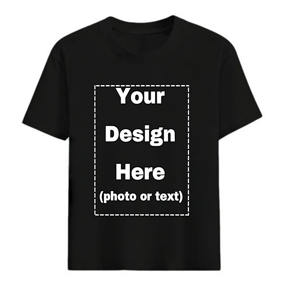 BFF Gift Custom Print Your Photo Text Logo DIY Cotton Tee Personalized