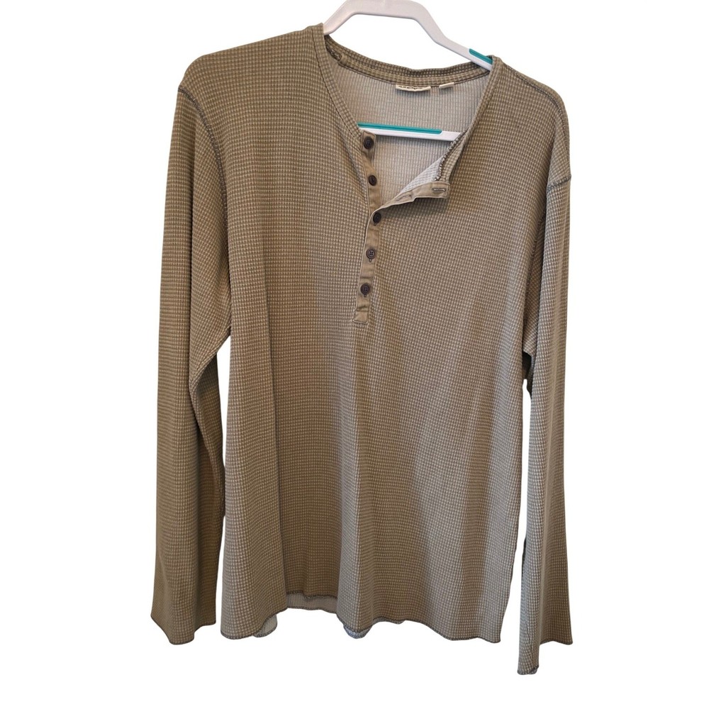 Vgt Y2k Express Mens XL Brown Waffle Knit Henley Shirt Dexter Kills Alt