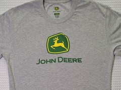 John Deere Logo Grey Cotton Blend T-shirt Size L