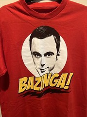 Bazinga The Big Bang Theory Mens Md T-Shirt Sheldon Cooper Graphic Tee Box G