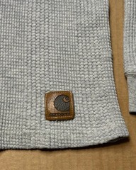 Vintage Carhartt L Gray Waffle Thermal Henley Shirt 28×22″ Made in USA