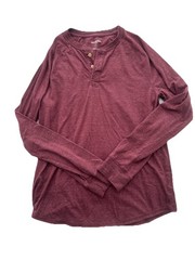 Mens Medium Goodfellow & Co Men Royal Burgundy Henley Long Sleeve Shirt