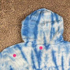DIKOTOMY Blue White Tie-Dye Hooded Skeleton Flamingo Graphic T-Shirt Mens L