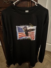 Patriotic Long Sleeve Shirt Land Of The Free American Flag Black Men L Stretch