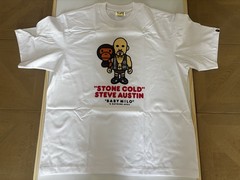 ape bape x WWE stone cold Steve Austin baby milo relaxed fit tee t shirt M new