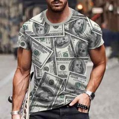 Men`s Dollar T Shirt Short Sleeves Bill Dollar Money Clothing Tops Funny Tshirts