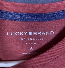 Lucky Brand T-Shirt Men’s Small Coral Slip Hem Short Sleeve Crewneck Pullover