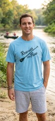 $45 TOMMY BAHAMA Light Blue ROW WITH THE FLOW Relaxed Fit Short Sleeve T-shirt