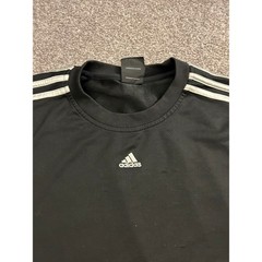 Adidas Athletic T-Shirt Mens Large Black Good 3-Stripe Mesh Performance Tee