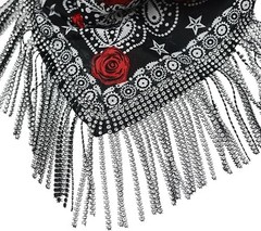 Women Tassels Bandana Rhinestone Fringe Scarf Shining Disco Rave Cowgirl