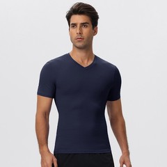 Men’s Compression Short Sleeve Sports T-Shirt Classic Casual Slim V-Neck Shirts