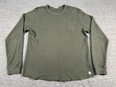 Marine Layer Waffle Thermal Shirt Mens Medium Large Green Long Sleeve Crewneck