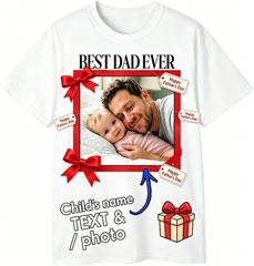 Custom Father’s Day T‑Shirt for Dad Personalized Kid Name Photo Gift