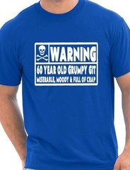 60 Year Old Git Mens Funny 60th Birthday Gift Fathers Day T-Shirt Size S-XXL
