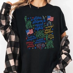 Liberal 4th of July Shirt, Doodle USA Political Tee