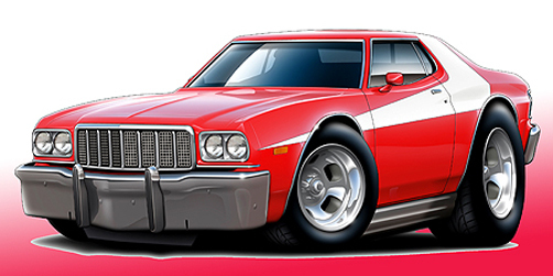 Ford Gran Torino Starsky Zebra 3 Muscle Car Art Print NEW