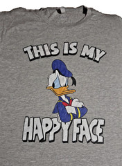 Mens Disney Donald Duck This Is My Happy Face Distressed T Shirt Grey NWOT 3XL