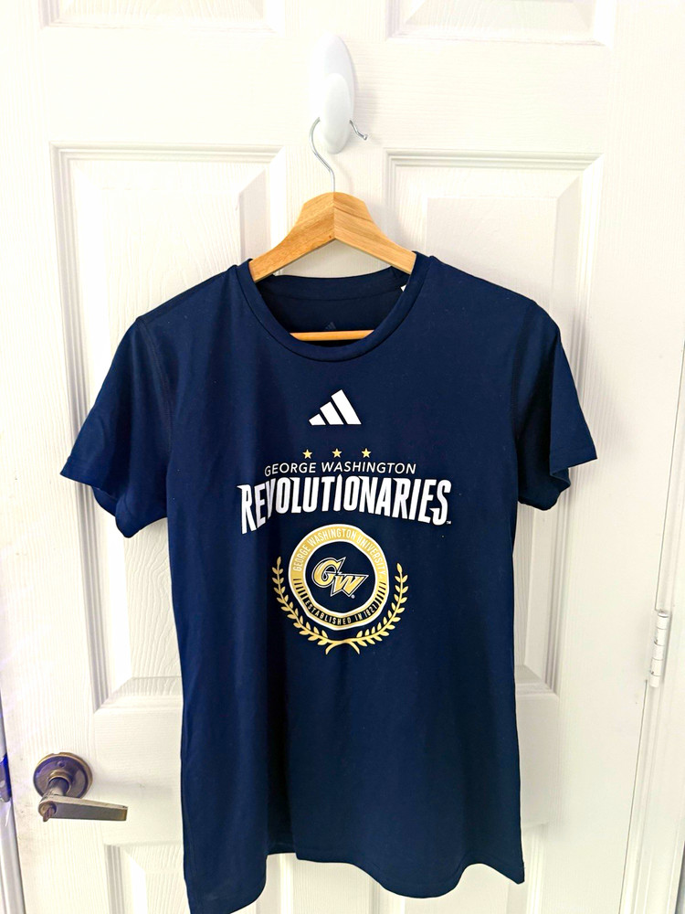 adidas George Washington Revolutionaries Navy Graphic Crew Neck T-Shirt Size M