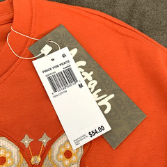 AGTAWH Men’s T-Shirt Size M 100% Cotton Graphic Print Tee Peace Butterfly Orange
