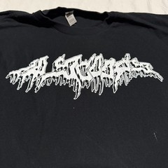 UNKNOWN dripping/graffiti metal-style logo shirt SZ LARGE Hardcore? Death? DJ?