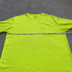 Duluth Trading Mens L Bright Safety Yellow Short Sleeve T-Shirt Pocket Stretch *