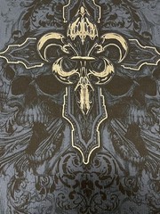 MMA ELITE Men’s X-Large Blue Waffle Knit Long Sleeve T-Shirt Graphic Skulls